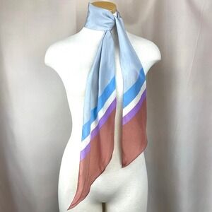 Vintage ECHO Mod SILK Twilly Neck Scarf 62" x 7.5" 70s Gray Brown Purple Skinny
